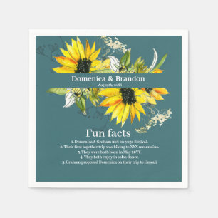 Servilleta De Papel Boda Smokey Green Sunflower Fun Fact Napkins