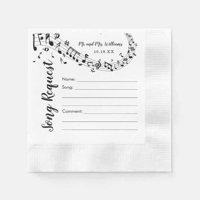 Servilleta De Papel Boda Song Request Cocktail Napkins (Anverso)