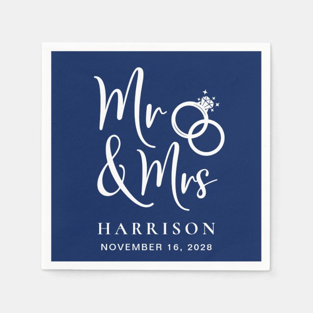 Servilleta De Papel Boda Sr. Navy Blue (Anverso)