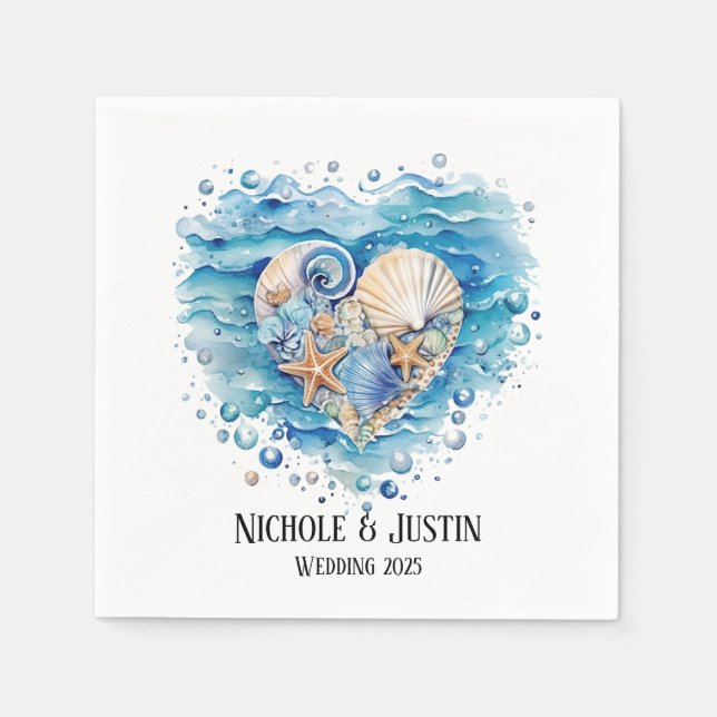 Servilleta De Papel Boda Starfish de Beach Scene (Anverso)