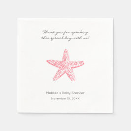 Servilleta De Papel Boda Starfish rosa o servilletas Baby Shower chica
