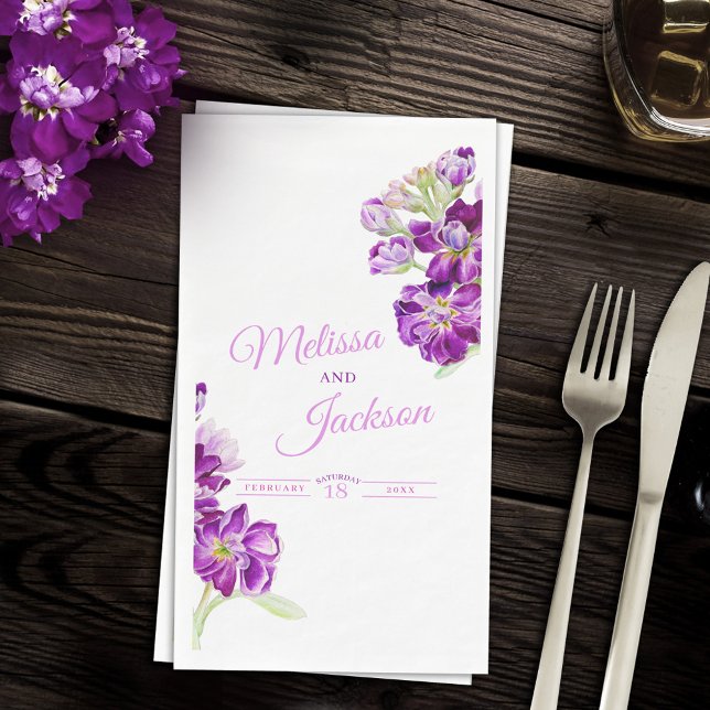 Servilleta De Papel Boda stock gillyflowers morado oscuro en blanco (Subido por el creador)