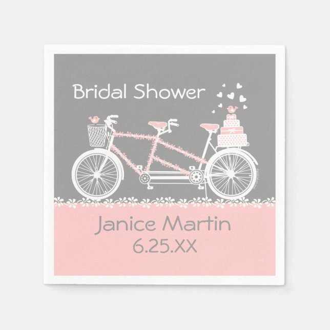 Servilleta De Papel Boda Tandem Bicycle (Anverso)