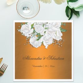 Servilleta De Papel Boda Tangerine Elegance y White Roses