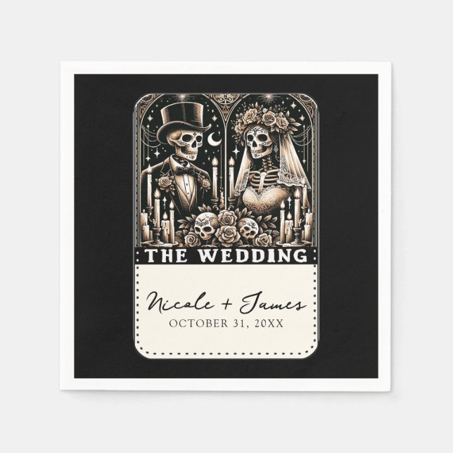 Servilleta De Papel BODA Tarot Skeletons Bride & Groom (Anverso)