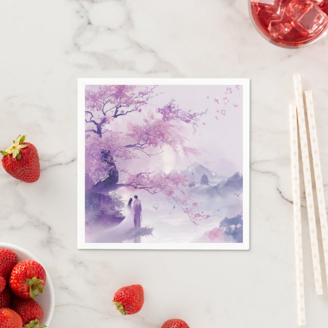 Servilleta De Papel Boda Temático Bride & Groom Lavender (In situ)