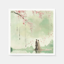 Servilleta De Papel Boda temático sobre el verde de la novia y el Groo