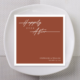 Servilleta De Papel Boda Terracotta Monoline Felices para Siempre