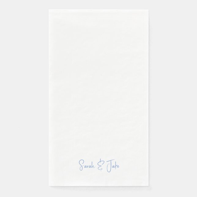 Servilleta De Papel Boda Texto Azul Escritura Moderna Blanca (Anverso)