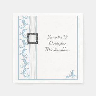 Servilleta De Papel Boda tradicional de encaje azul y blanco pastel