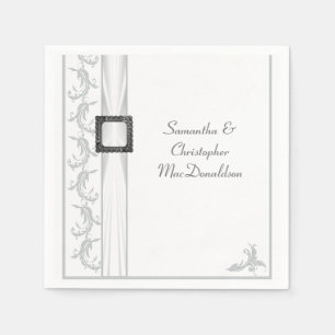 Servilleta De Papel Boda tradicional de encaje gris y blanco