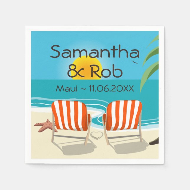 Servilleta De Papel Boda tropical (Anverso)