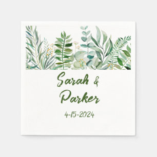 Servilleta De Papel Boda Tropical con Follaje Verde