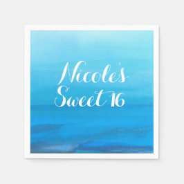 Servilleta De Papel Boda Tropical de Acuarela Azul en la Playa Océano