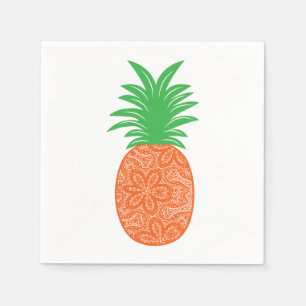Servilleta De Papel Boda Tropical de Piña Hawaiana Naranja Verde