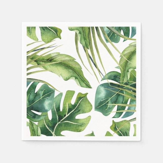 Servilleta De Papel Boda Tropical de Verano de Hojas de Palma Elegante (Anverso)