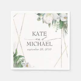 Servilleta De Papel Boda Tropical de White King Protea Orchids