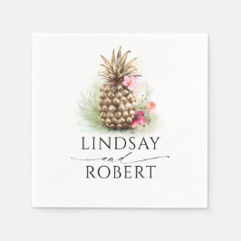 Servilleta De Papel Boda Tropical Gold Pineapple