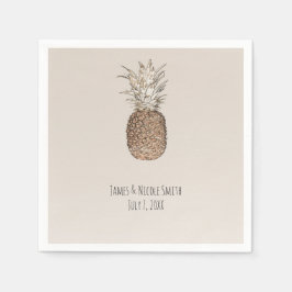 Servilleta De Papel Boda Tropical Hawaiana de Piña Rústica