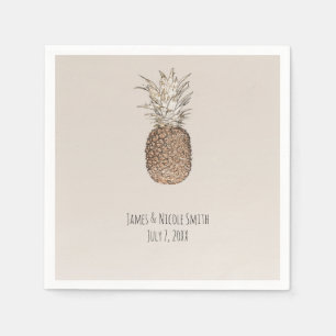 Servilleta De Papel Boda Tropical Hawaiana de Piña Rústica