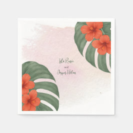 Servilleta De Papel Boda Tropical Monstera & Hibiscus