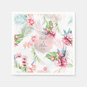 Servilleta De Papel Boda Tropical PixDezines Orquídea Rosa + Palmas