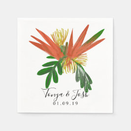 Servilleta De Papel Boda Tropical Sofisticada Ave del Paraíso