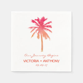 Servilleta De Papel Boda Tropical Sunset Palm Tree Beach