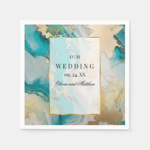 Servilleta De Papel Boda Turquesa Moderno de Mármol