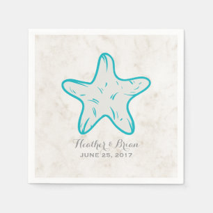 Servilleta De Papel Boda Turquoise Rustic Starfish