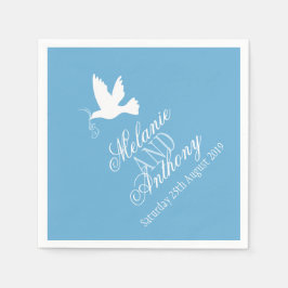 Servilleta De Papel Boda una paloma blanca toallas personalizado azul