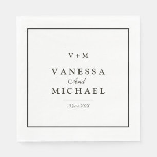 Servilleta De Papel Boda único simple de borde negro