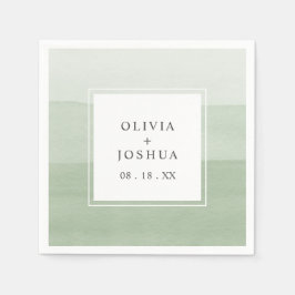 Servilleta De Papel Boda verde acuarela
