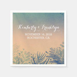 Servilleta De Papel Boda verde azulada en la playa