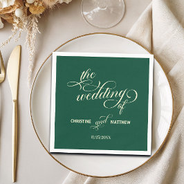 Servilleta De Papel Boda Verde azulado de caligrafía elegante