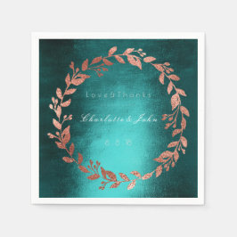 Servilleta De Papel Boda Verde azulado de cepillo rosado de oro verde