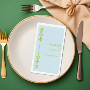 Servilleta De Papel Boda Verde Cítrico y Azul Costero