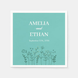 Servilleta De Papel Boda verde claro de flores silvestres