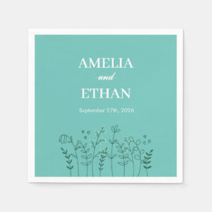 Servilleta De Papel Boda verde claro de flores silvestres