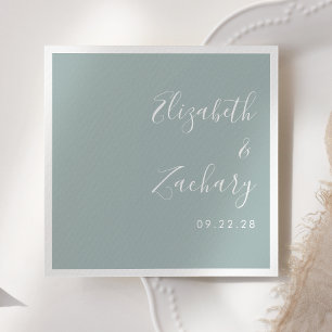Servilleta De Papel Boda Verde de Cristal de Mar con Letra Moderna