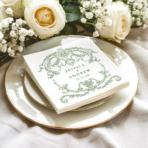 Servilleta De Papel Boda Verde de la orquesta victoriana Grace Floral