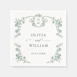 Servilleta De Papel Boda Verde de la orquesta victoriana Grace Floral 