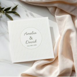 Servilleta De Papel Boda Verde de Raya Minimalista Chic