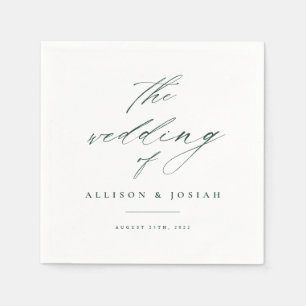 Servilleta De Papel Boda verde de script simple