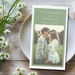 Servilleta De Papel Boda Verde Menta Chic Foto Personalizada