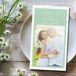 Servilleta De Papel Boda Verde Menta Elegante Foto Personalizada
