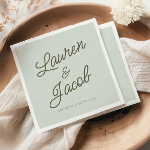 Servilleta De Papel Boda Verde Minimalista Moderna Minimalista