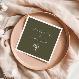 Servilleta De Papel Boda verde oliva moderno y elegante