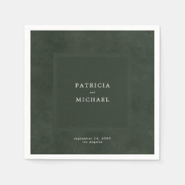 Servilleta De Papel Boda verde oscuro simple elegante moderno