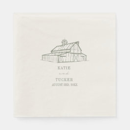 Servilleta De Papel Boda Verde Rustico Barn Sage